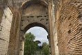 Converging walls of the Roman Coliseum. Royalty Free Stock Photo