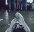 Convers shoes and stripe shock in concert