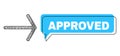 Shifted Approved Chat Bubble and Hatched Arrow Right Icon