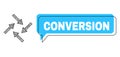 Shifted Conversion Chat Balloon and Hatched Centripetal Arrows Icon