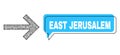 Misplaced East Jerusalem Speech Balloon and Hatched Right Arrow Icon