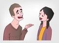 Conversation guy and girl vector illustration interesting