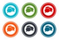 Conversation icon flat vector illustration design round buttons collection 6 concept colorful frame simple circle set Royalty Free Stock Photo