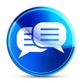 Conversation icon glassy vibrant sky blue round button illustration Royalty Free Stock Photo
