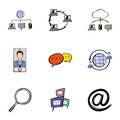 Conversation icons set, cartoon style Royalty Free Stock Photo