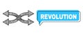 Shifted Revolution Speech Cloud and Net Mesh Shuffle Arrows Horizontal Icon