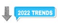 Shifted 2022 Trends Speech Bubble and Hatched Arrow Down Icon