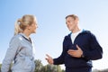 Conversation of two friends outdoor Royalty Free Stock Photo