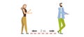 Conversation of two people during coronavirus, social distance, conversation with each other, vector illustration