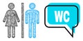 Shifted WC Chat Bubble and Hatched WC Persons Icon Royalty Free Stock Photo