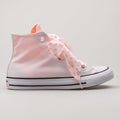 Converse Chuck Taylor All Star Big Eyelets High white and crimson sneaker Royalty Free Stock Photo