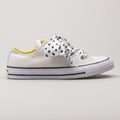 Converse Chuck Taylor All Star Big Eyelets OX white, yellow, and black sneaker Royalty Free Stock Photo