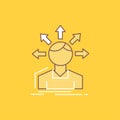 conversion difference, diversity, options, structure, user transition Flat Line Filled Icon. Beautiful Logo button over yellow
