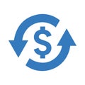 Conversion, money turnover icon. Blue color design