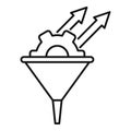 Conversion rate gear funnel icon, outline style Royalty Free Stock Photo