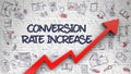 Conversion Rate Increase Drawn on White Wall. 3d Royalty Free Stock Photo