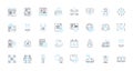 Conversion rate linear icons set. Optimization, Analytics, Revenue, Traffic, Testing, Engagement, Audience line vector