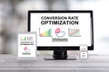 Conversion rate optimization concept on different devices