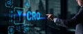 Conversion Rate Optimization. CRO Technology Finance concept Businessman pressing on a virtual screen Royalty Free Stock Photo