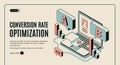 Conversion rate optimization isometric web banner. Royalty Free Stock Photo