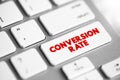 Conversion Rate text button on keyboard, concept background Royalty Free Stock Photo