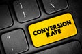 Conversion Rate text button on keyboard, concept background Royalty Free Stock Photo
