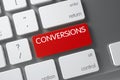 Conversions - Red Button on Keypad. 3D. Royalty Free Stock Photo