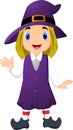 Cartoon little witch waving hand Royalty Free Stock Photo