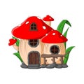 Cartoon fairy house mushroom on a white background