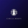 Simple Minimalist Circle Tree Roots Logo Design Vector