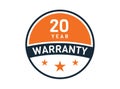 20 year warranty, 20 years warranty badge Royalty Free Stock Photo