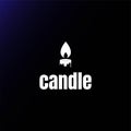 Simple Candle Light Fire Flame Logo Design Vector