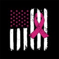 Awareness Ribbon - Breast Cancer awareness American Distressed Flag vector