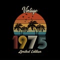 1975 vintage retro t shirt design, vector, black background Royalty Free Stock Photo