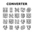 Converter Application Collection Icons Set Vector