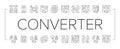 Converter Application Collection Icons Set Vector .