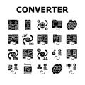 Converter Application Collection Icons Set Vector