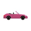 Luxury convertible car purple coloured flat style vector illustration Royalty Free Stock Photo