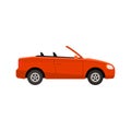 Sedan convertible car red coloured flat style vector illustration Royalty Free Stock Photo