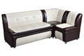 Convertible corner sectional sofa bed in imitation leather, furn Royalty Free Stock Photo