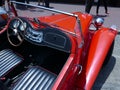 Convertible red MG TA with black interior in Lima Royalty Free Stock Photo