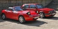 Vintage Mazda MX 5 and Volkswagen Golf II GTD Royalty Free Stock Photo