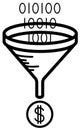 Converting Data into Money - Funnel - Illustration Royalty Free Stock Photo