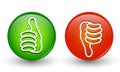 Illustration 3d icons buttons thumb up green and thumb down red. Concept like it. Do not like