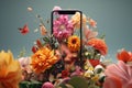 Convey the concept of a floralthemed mobile