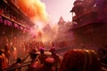 Convey the excitement of Holi processions with a Royalty Free Stock Photo