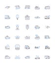 Conveyance line icons collection. Transport, Vehicle, Movement, Delivery, Shipment, Carriage, Shipping vector and linear