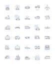 Conveyance line icons collection. Transportation, Delivery, Transfer, Shipment, Transference, Movement, Carriage vector