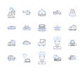 Conveyance line icons collection. Transportation, Delivery, Shipment, Transit, Transfer, Movement, Haulage vector and