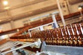 Conveyer line with many beer bottles